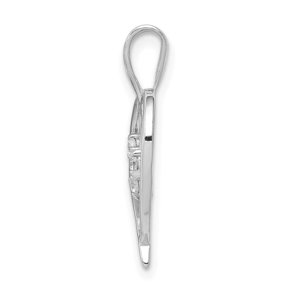 14k White Gold Real Diamond Heart Pendant