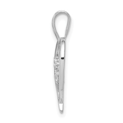 14k White Gold Real Diamond Heart Pendant