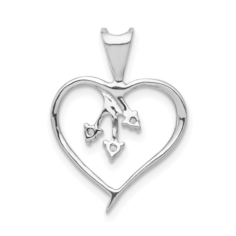 14k White Gold Real Diamond Heart Pendant