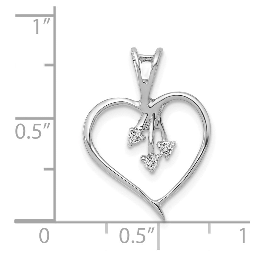 14k White Gold Real Diamond Heart Pendant