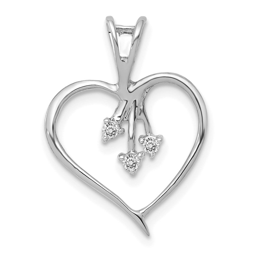 14k White Gold Real Diamond Heart Pendant
