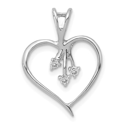 14k White Gold Real Diamond Heart Pendant