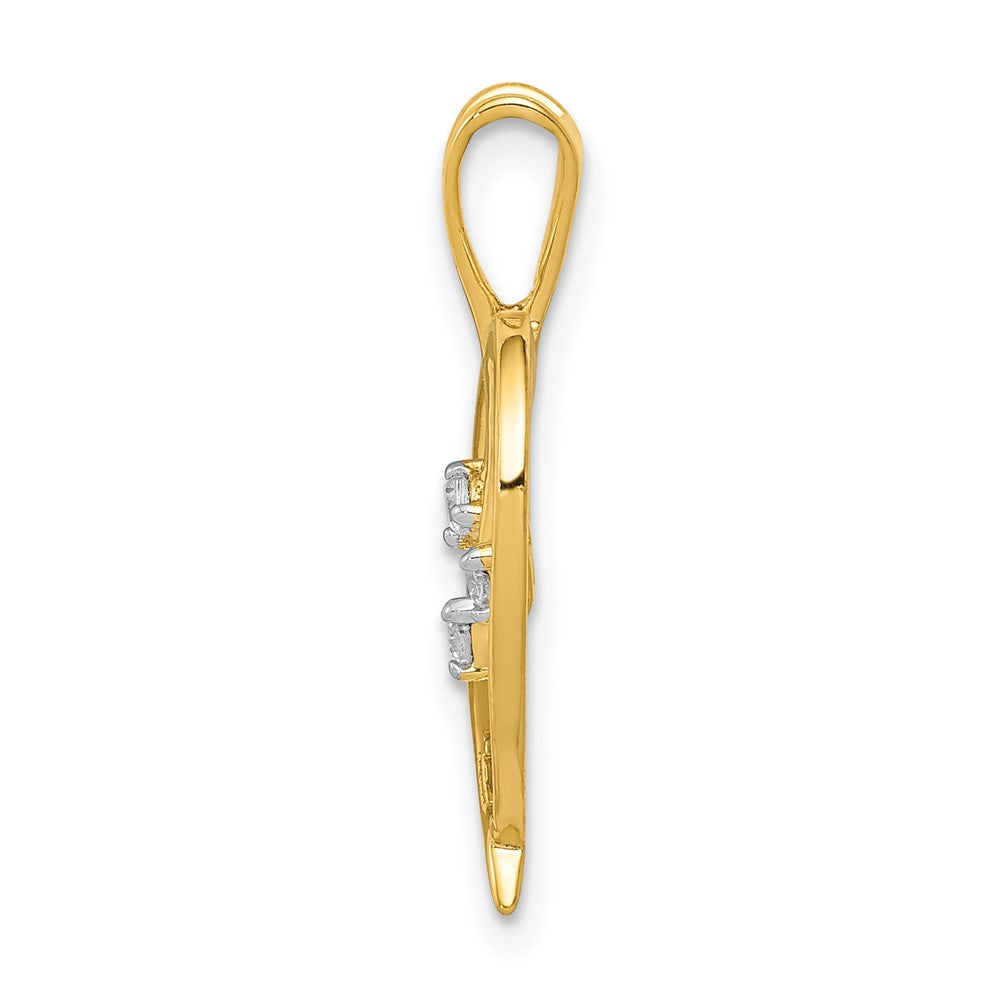 14K Yellow Gold Real Diamond Heart Pendant
