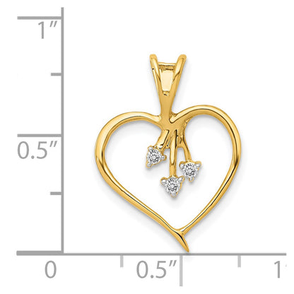 14K Yellow Gold Real Diamond Heart Pendant