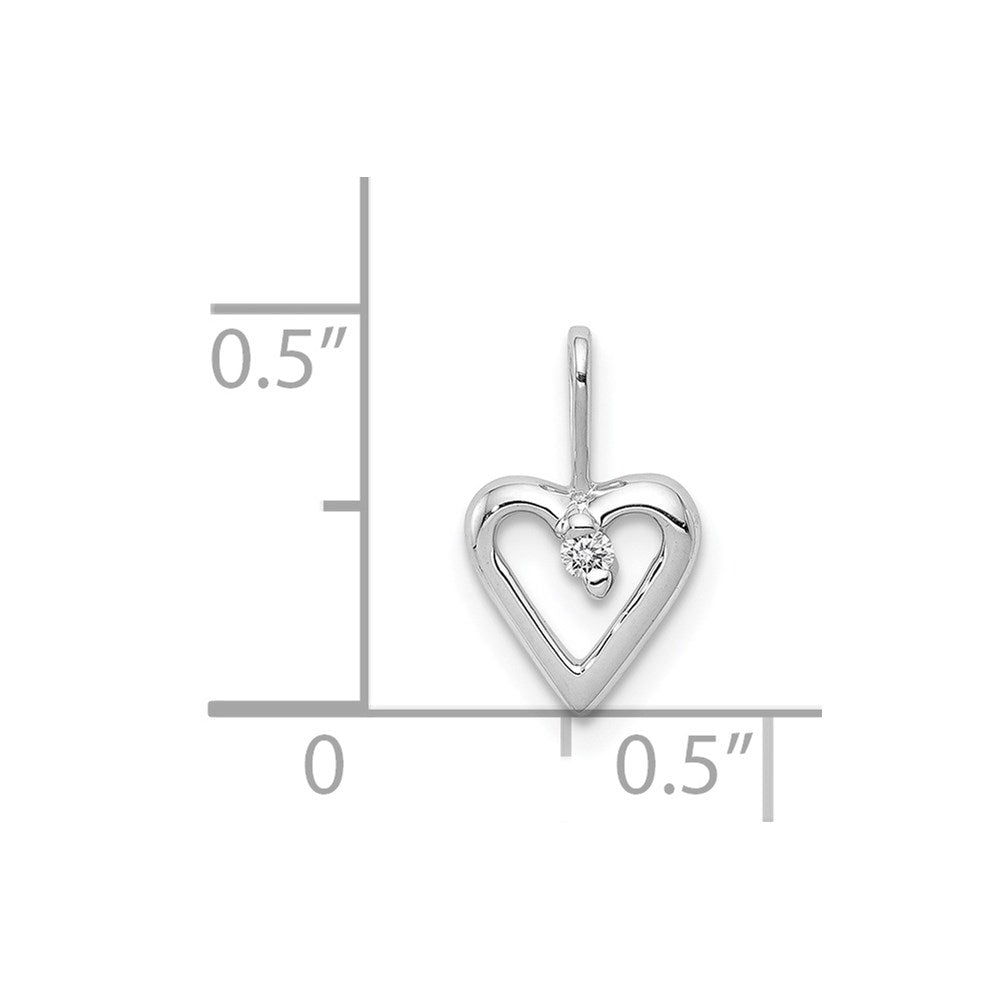 14k White Gold .02ct. Real Diamond Heart Pendant