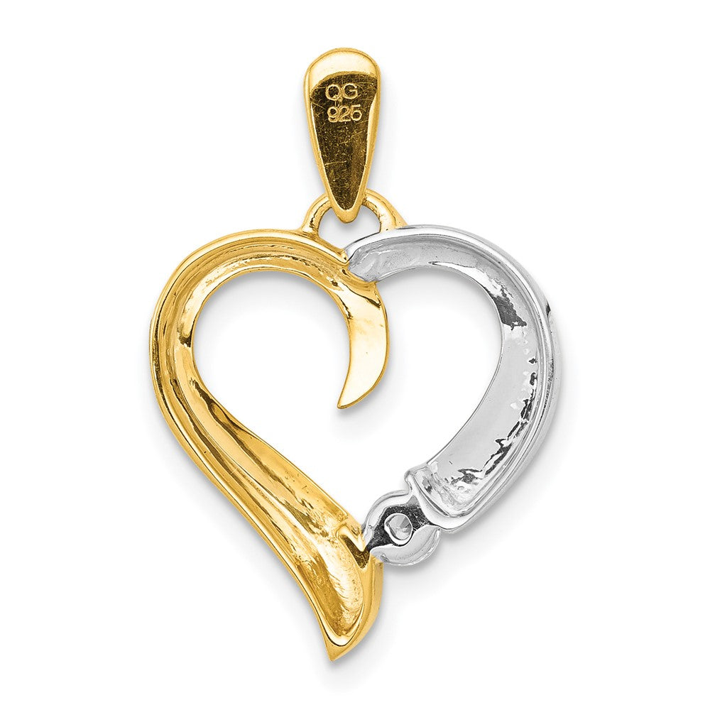 14k Two-Tone Gold 1/15ct. Real Diamond Heart Pendant