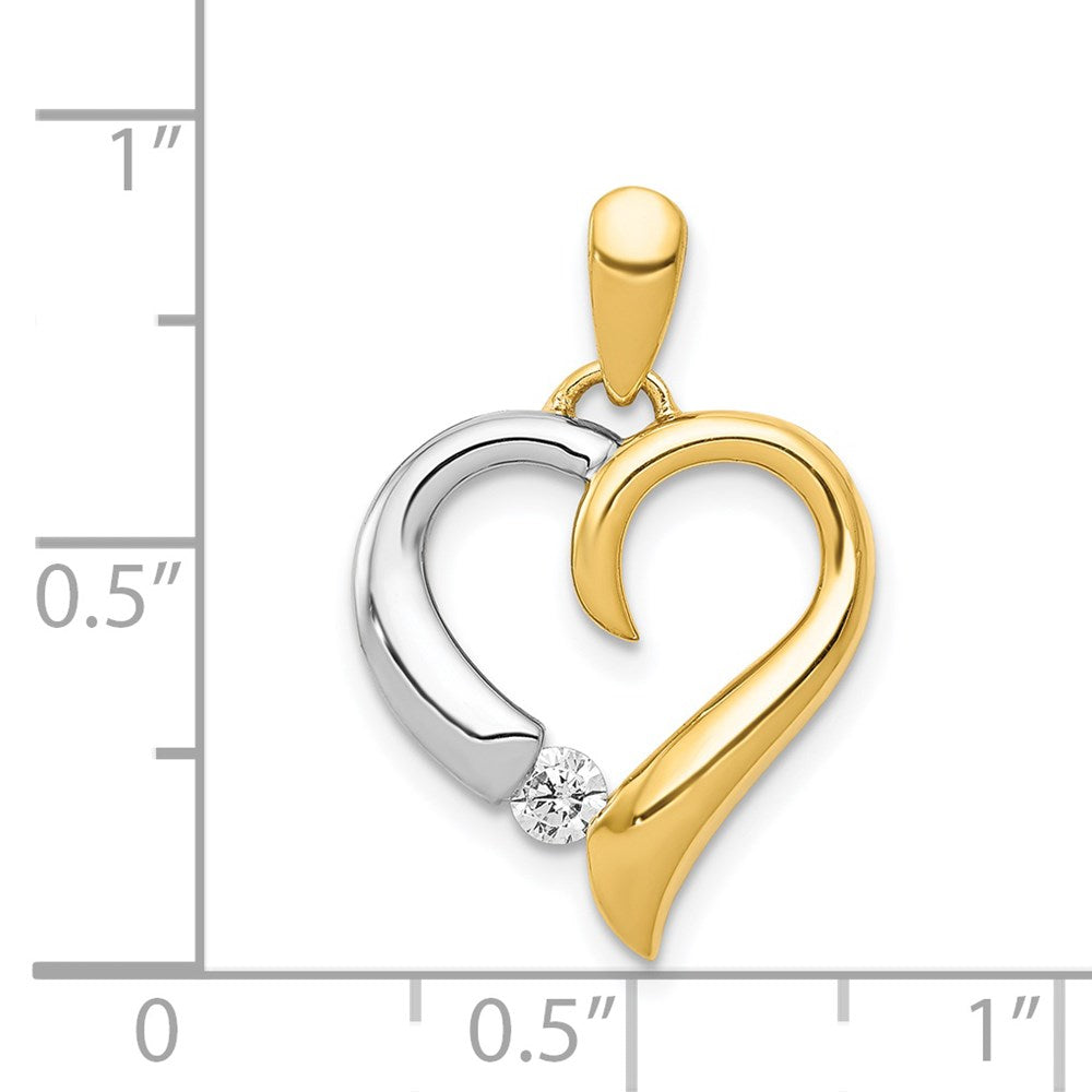 14k Two-Tone Gold 1/15ct. Real Diamond Heart Pendant