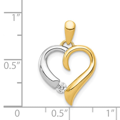 14k Two-Tone Gold 1/15ct. Real Diamond Heart Pendant