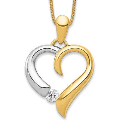 14k Two-Tone Gold 1/15ct. Real Diamond Heart Pendant