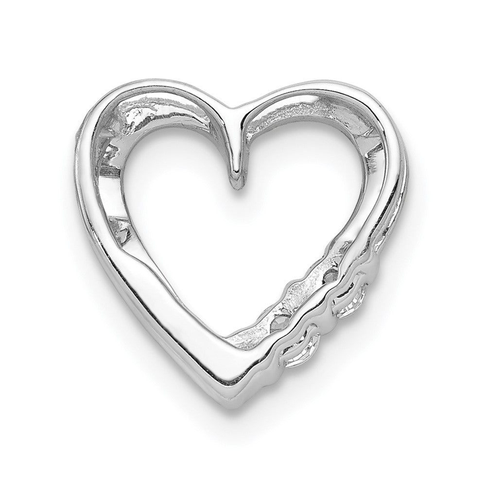 14k White Gold 1/10ct. Real Diamond Heart Chain Slide