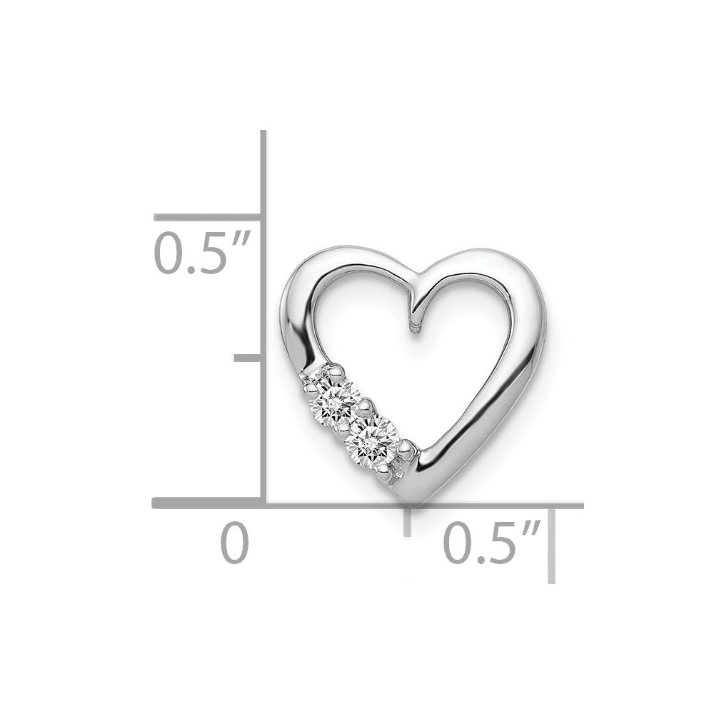 14k White Gold 1/10ct. Real Diamond Heart Chain Slide