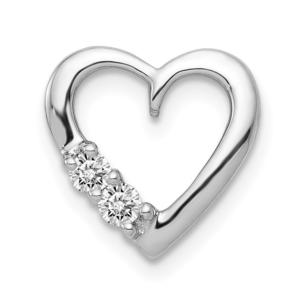 14k White Gold 1/10ct. Real Diamond Heart Chain Slide