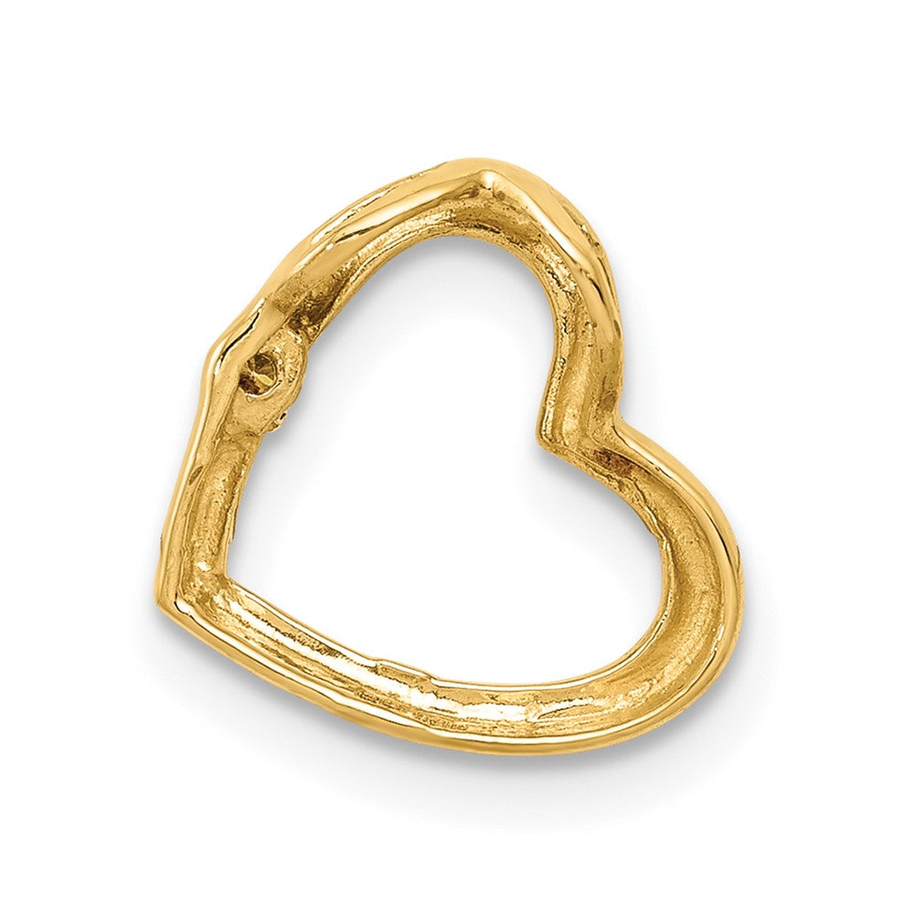 14K Yellow Gold AA Real Diamond Heart Chain Slide