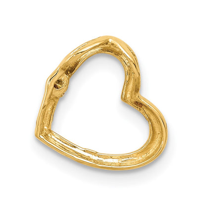 14K Yellow Gold AA Real Diamond Heart Chain Slide