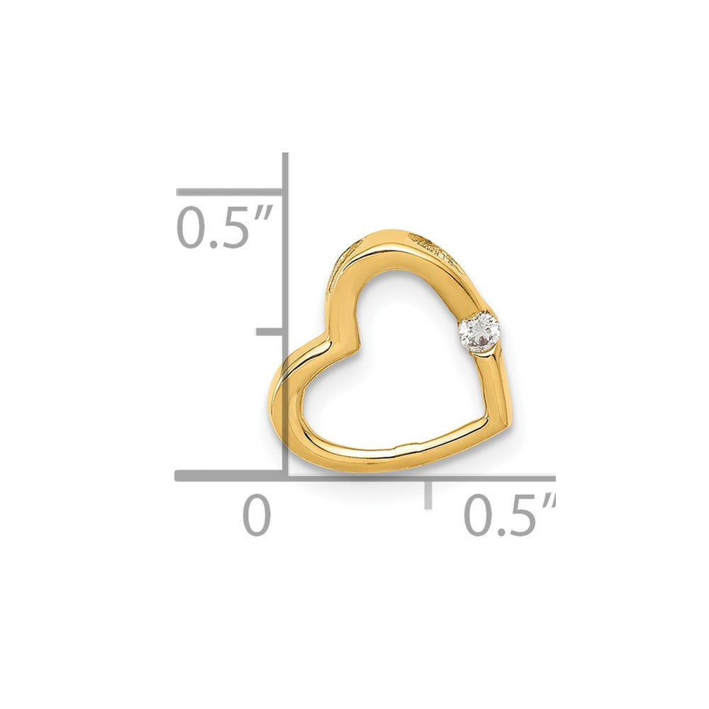 14K Yellow Gold AA Real Diamond Heart Chain Slide