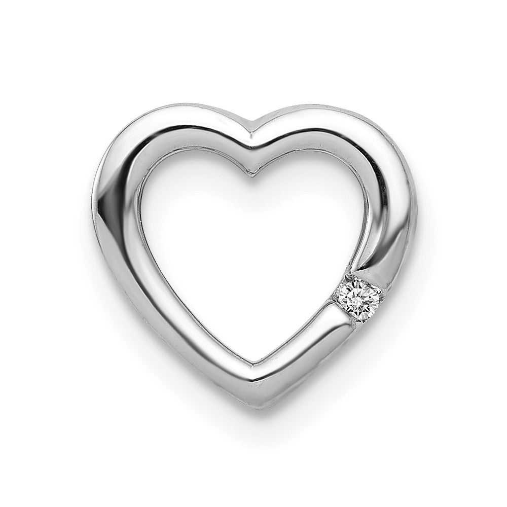 14k White Gold .01ct. Real Diamond Heart Chain Slide