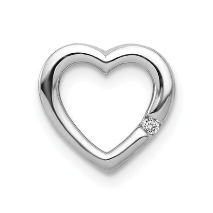 14k White Gold .01ct. Real Diamond Heart Chain Slide