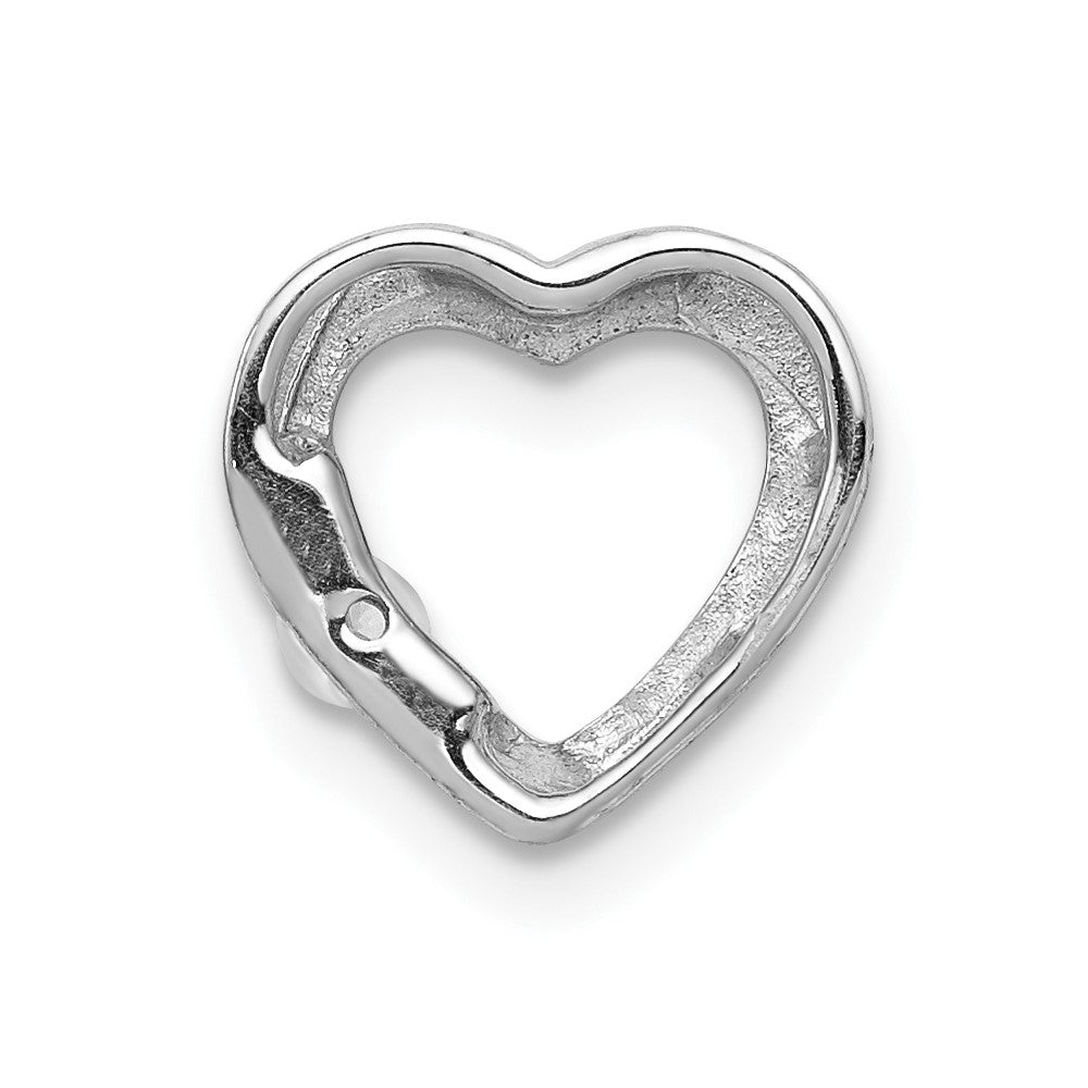 14k White Gold 1/20ct. Real Diamond Heart Chain Slide
