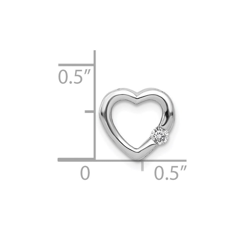 14k White Gold 1/20ct. Real Diamond Heart Chain Slide