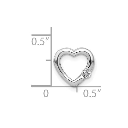14k White Gold 1/20ct. Real Diamond Heart Chain Slide