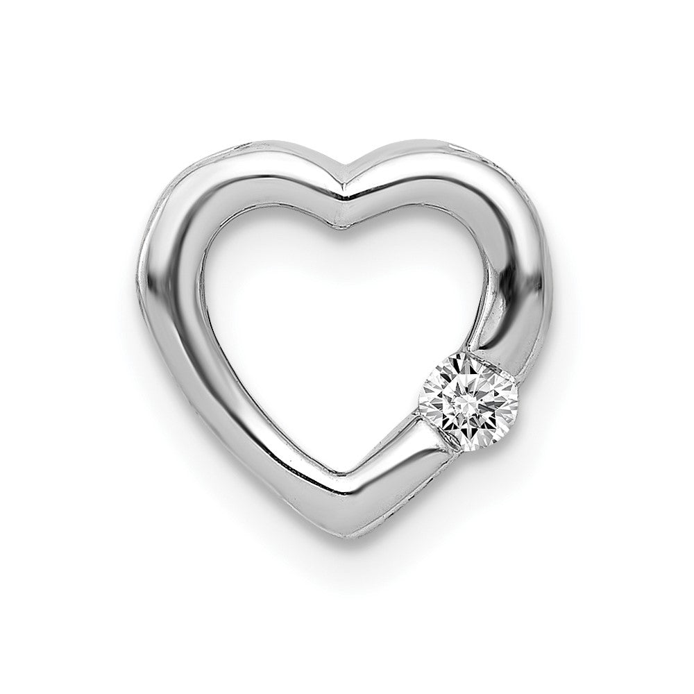 14k White Gold 1/20ct. Real Diamond Heart Chain Slide