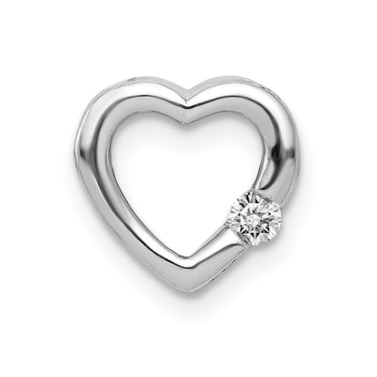 14k White Gold 1/20ct. Real Diamond Heart Chain Slide