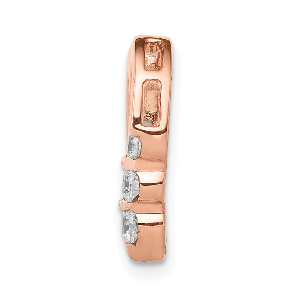 14k Rose Gold 1/6ct. Real Diamond Heart Chain Slide