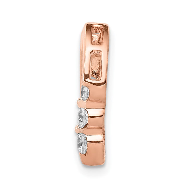 14k Rose Gold 1/6ct. Real Diamond Heart Chain Slide