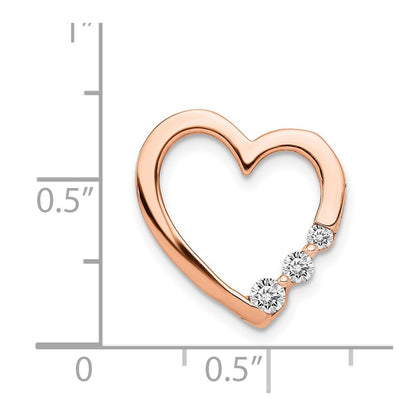 14k Rose Gold 1/6ct. Real Diamond Heart Chain Slide