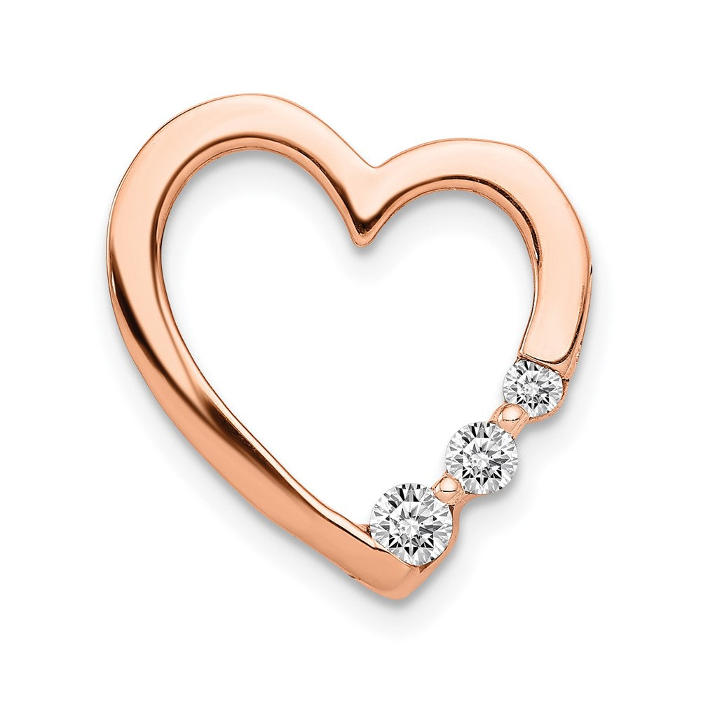14k Rose Gold 1/6ct. Real Diamond Heart Chain Slide