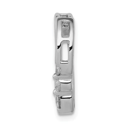 14k White Gold 1/6ct. Real Diamond Heart Chain Slide