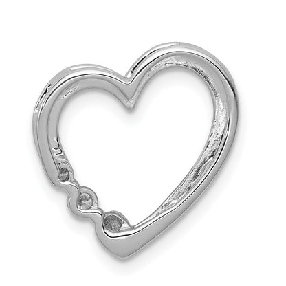 14k White Gold 1/6ct. Real Diamond Heart Chain Slide