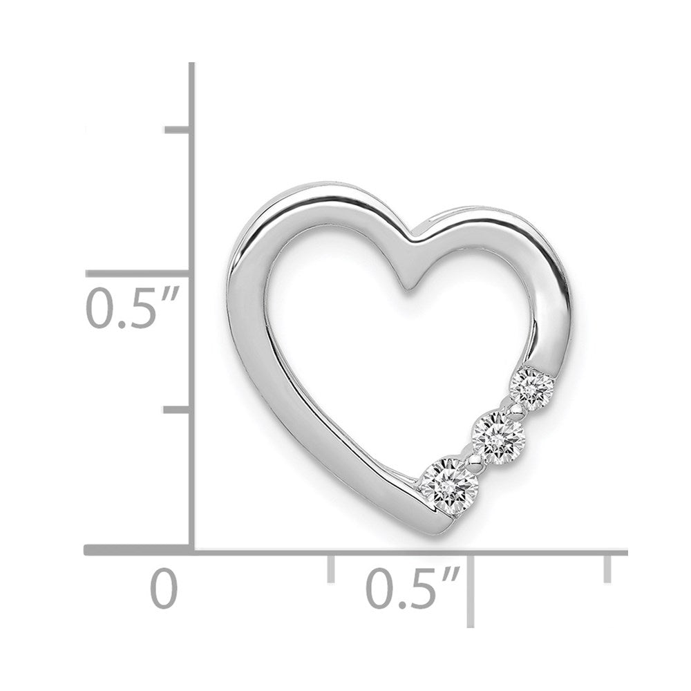 14k White Gold 1/6ct. Real Diamond Heart Chain Slide