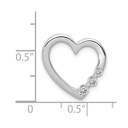 14k White Gold 1/6ct. Real Diamond Heart Chain Slide