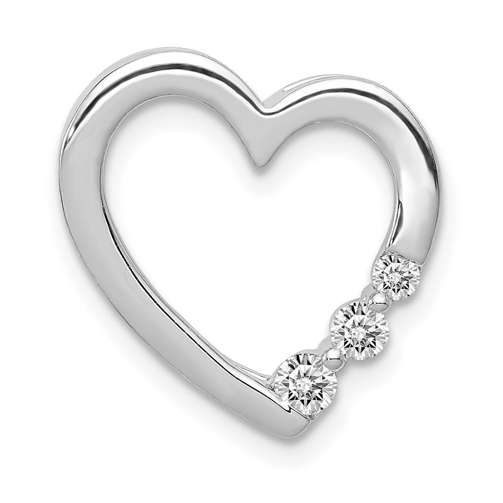 14k White Gold 1/6ct. Real Diamond Heart Chain Slide