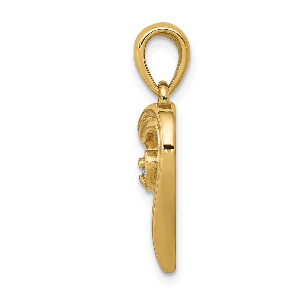 14K Yellow Gold AA Real Diamond Heart Pendant