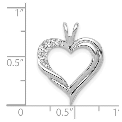 14k White Gold Real Diamond Fancy Heart Pendant