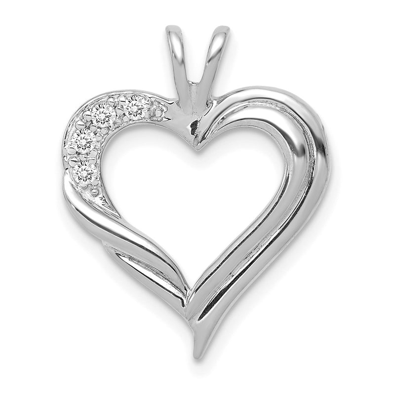 14k White Gold Real Diamond Fancy Heart Pendant