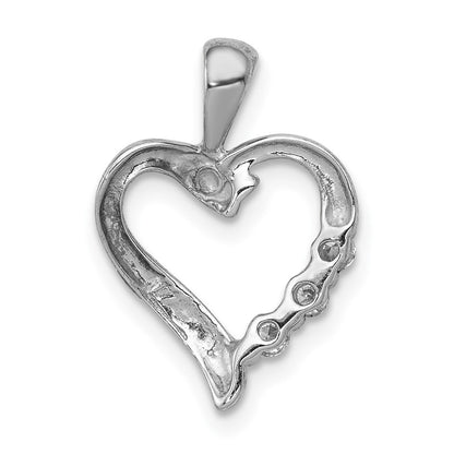 14k White Gold AA Real Diamond Heart Pendant