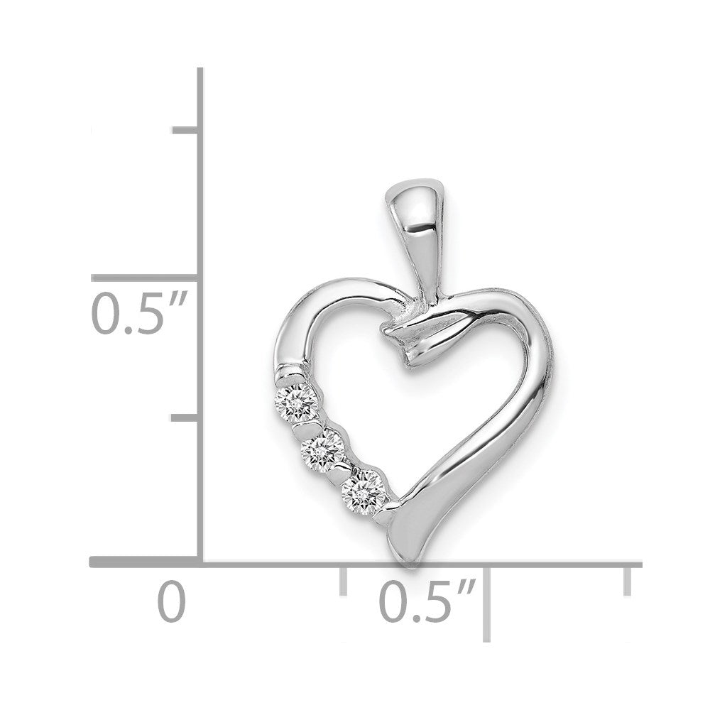 14k White Gold AA Real Diamond Heart Pendant
