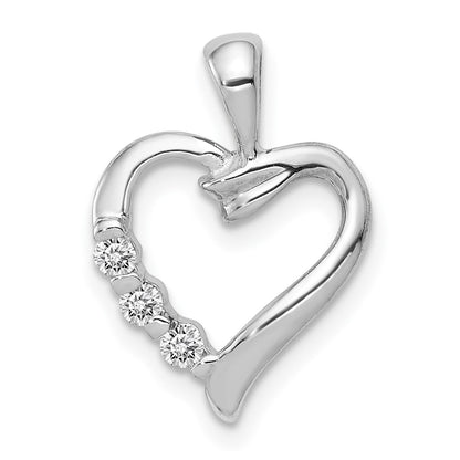 14k White Gold AA Real Diamond Heart Pendant