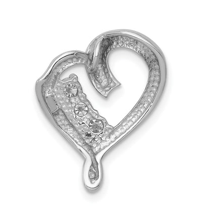 14k White Gold AA Real Diamond Heart Pendant