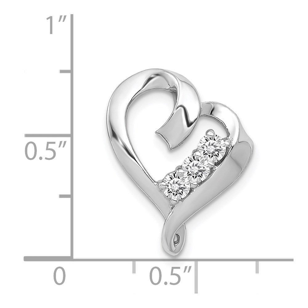 14k White Gold AA Real Diamond Heart Pendant