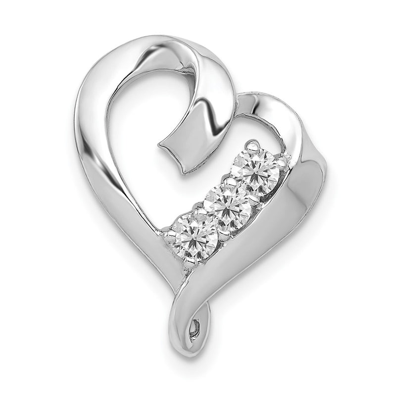 14k White Gold AA Real Diamond Heart Pendant