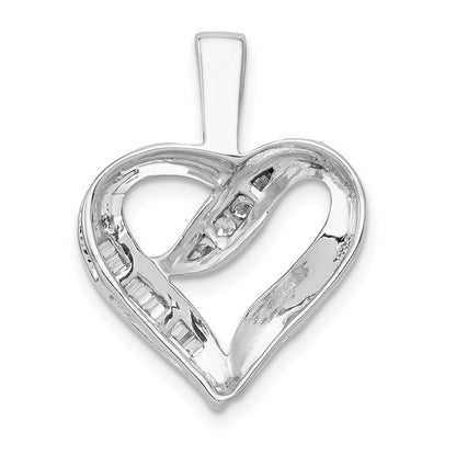 14k White Gold 1/8ct. Real Diamond Heart Pendant