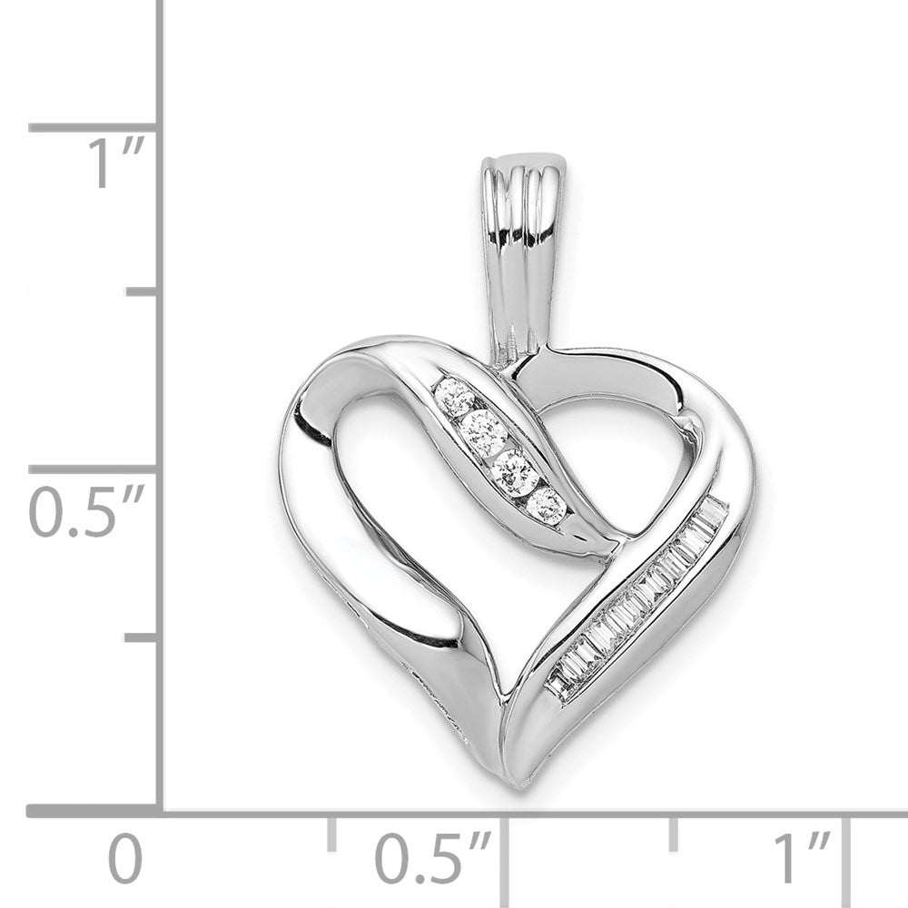 14k White Gold 1/8ct. Real Diamond Heart Pendant