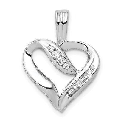 14k White Gold 1/8ct. Real Diamond Heart Pendant