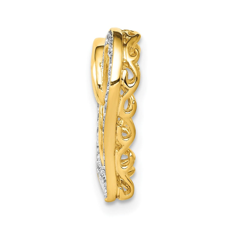 14K Yellow Gold 1/6ct. Real Diamond Heart Chain Slide