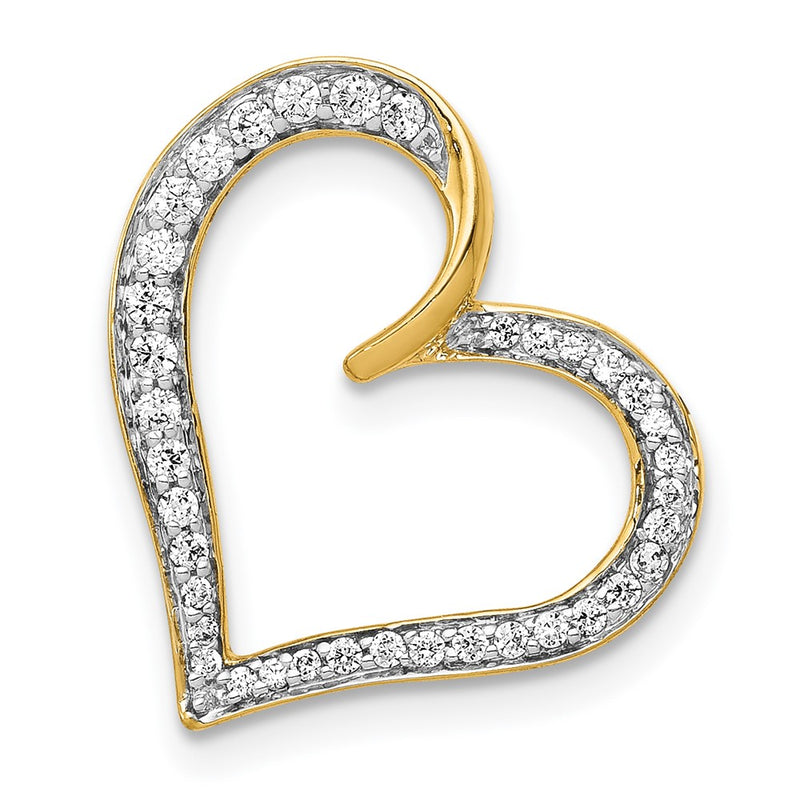 14K Yellow Gold 1/6ct. Real Diamond Heart Chain Slide