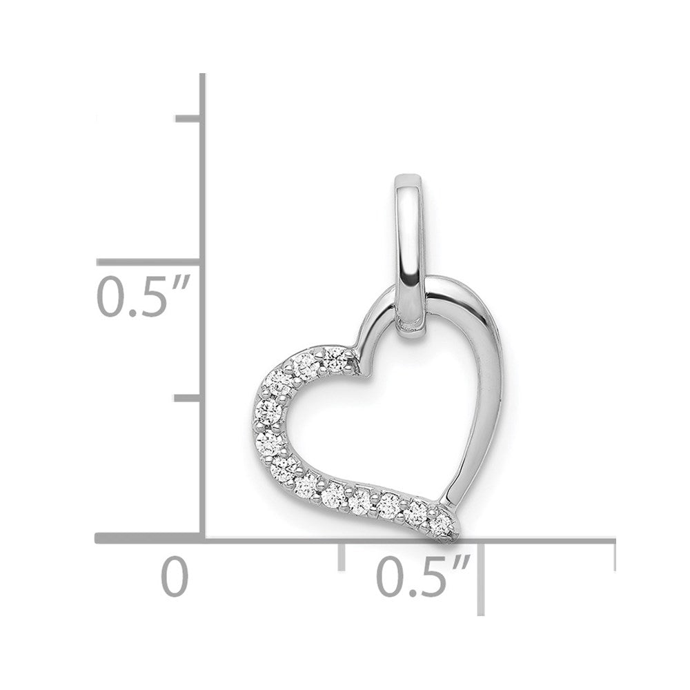 14k White Gold 1/15ct. Real Diamond Heart Pendant